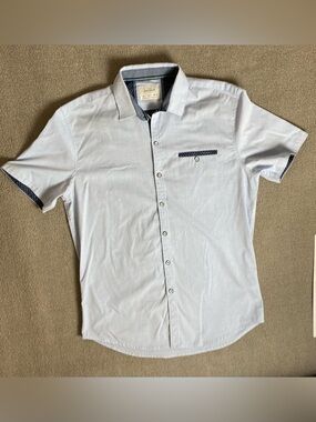 Craft + Flow Men's Light Blue Short Sleeve Button-Up Business Casual SummerShirt